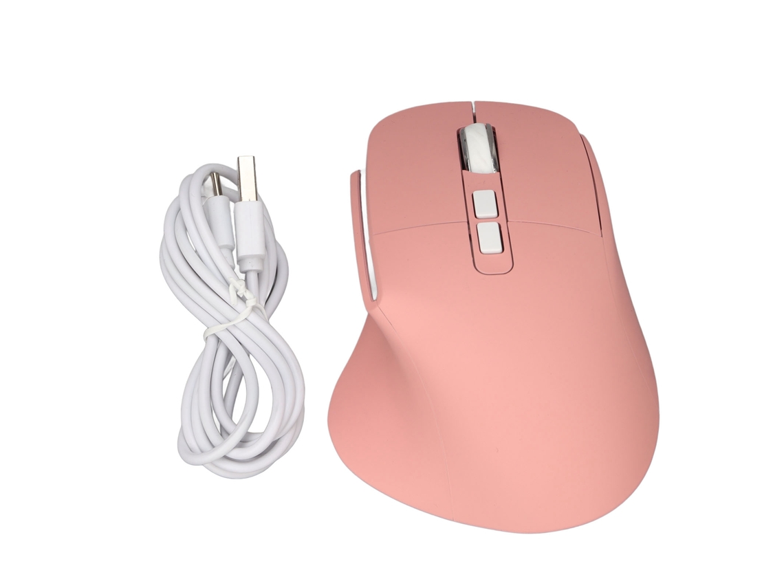 Mouse Vertical Ergonômico Sem Fio Recarregável 2.4g com Botão Multifuncional Rosa | S/MARCA