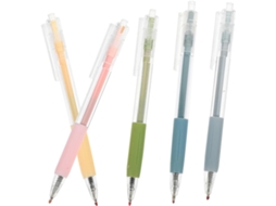 Conjunto De 5 Canetas Em Gel Stobok Com Botão Pressão, Portáteis E