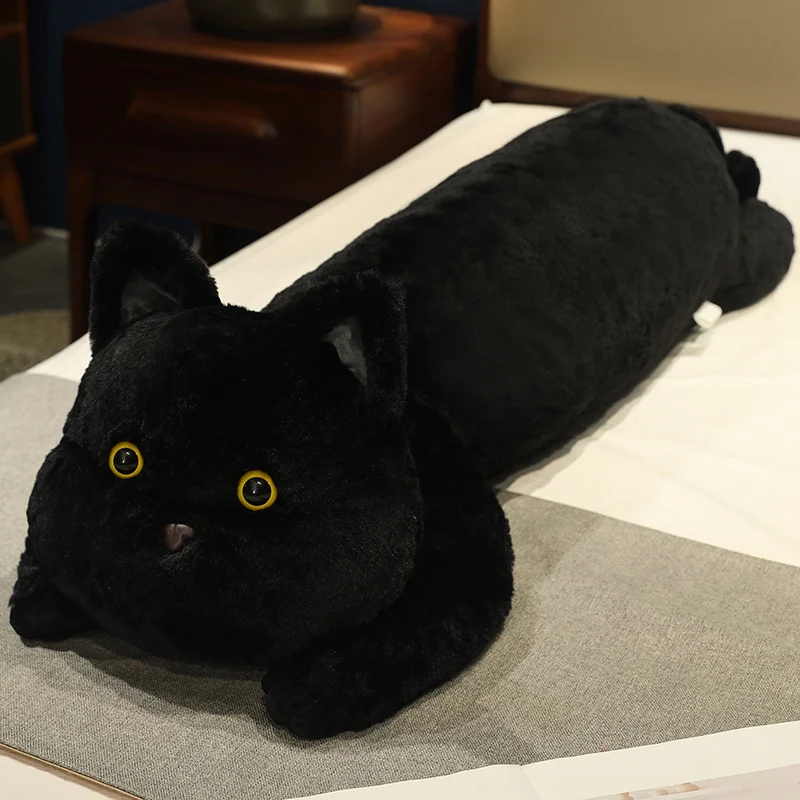 Almofada Decorativa para Sofá com Estampa de Gato Preto e Branco , Macia e Ideal para Adultos. MDUG (preta, 90 Cm)