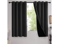 Cortina Blackout Térmica, Para Quarto E Sala, Ilhós, Privacidade, Lavável, 132 X 213 Cm, Preto