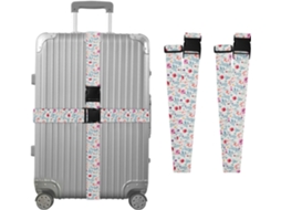 Conjunto De 2 Cintas Bagagem Com Estampa Floral E Folhas Para Malas, Cintas De Viagem, Acessórios Para Cintos, Conector