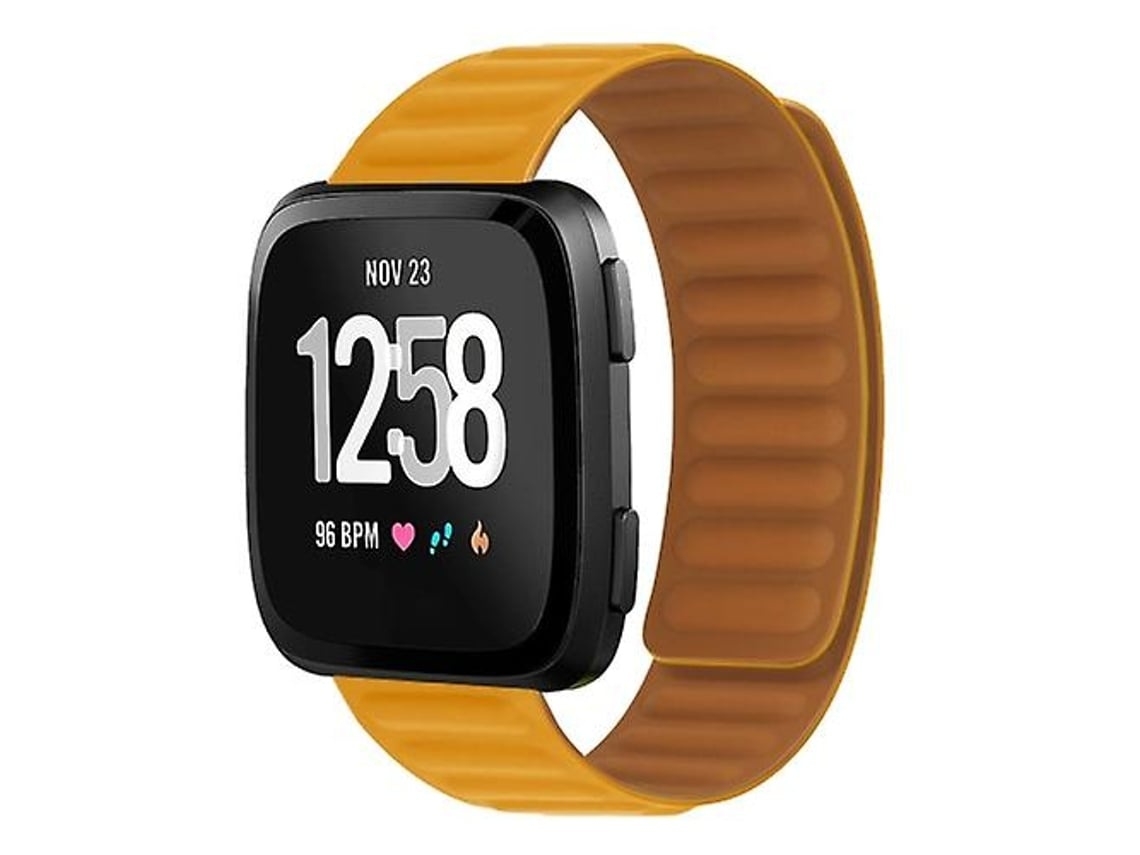 Pulseira De Relógio Lurelia Para Fitbit Versa 4 / 3 / Sense 2 20 Mm Silicone Magnetic Laranja Amarelo