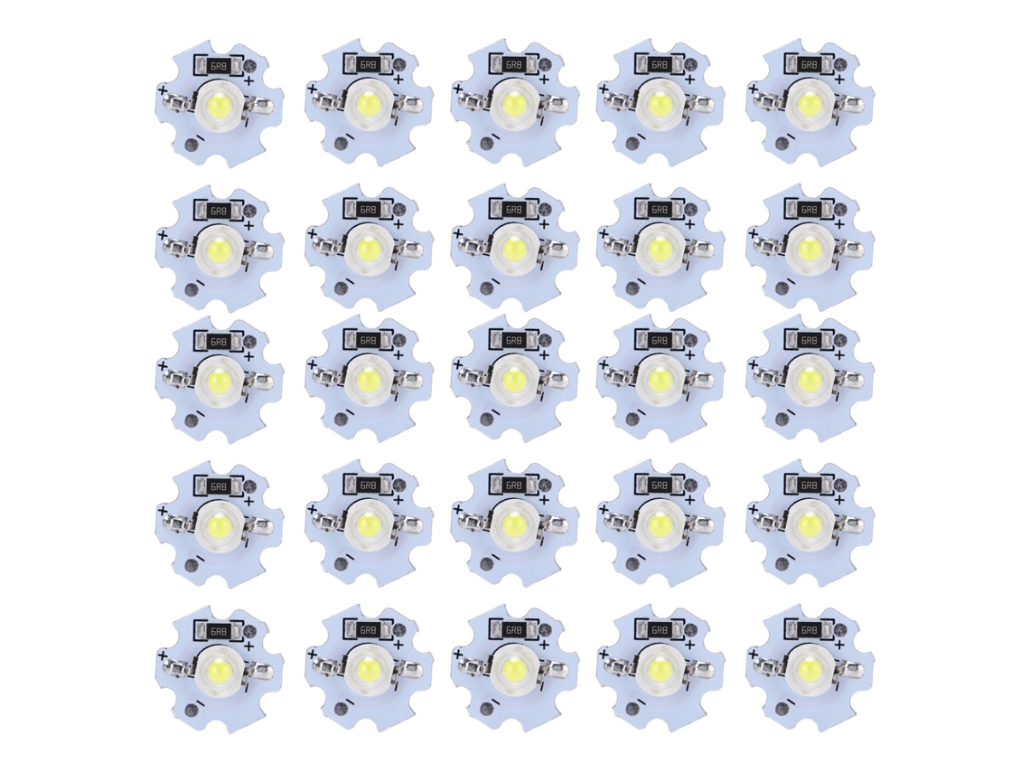 25 peças Chips LED 1W 5V 200lm 10000K Branco Frio para Luminárias DIY | S/MARCA
