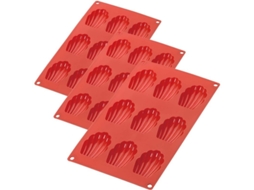 Conjunto de 3 Formas de Silicone para Madeleine com 9 Compartimentos Resistentes a Altas Temperaturas para Tigelas, Biscoitos e Mesas