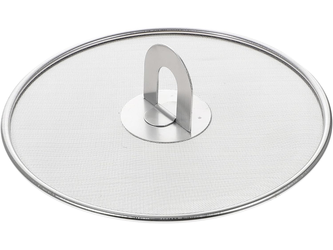 Tampa De Aço Inoxidável Anti Respingos Para Panela, 21 Cm, Com Grade Protetora E Alça Antiderrapante Gokoco