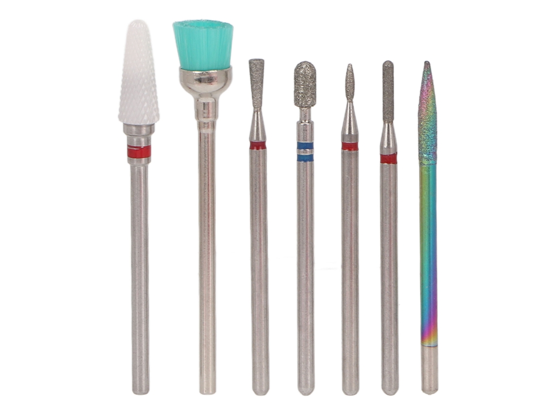 7pcs Brocas Rotativas De Cerâmica Para Lixadeira De Unhas, Remoção De Cutículas, Polimento E Modelagem, Portátil Para Salão E Casa