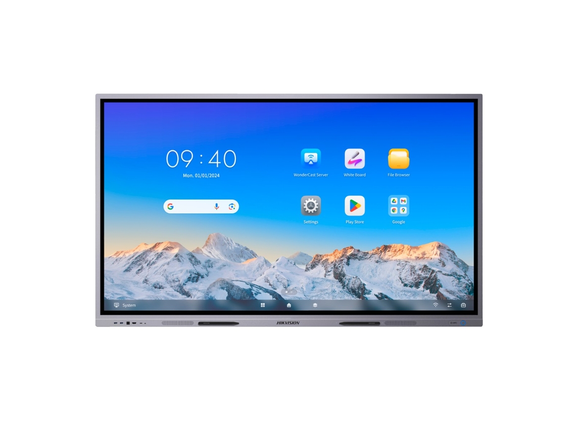Monitor Interativo 65" 4K Android 13 e Google Edla HIKVISION com Processador Octa core 8 GB RAM e 128 GB ROM