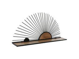 Estantes HOME ESPRIT Preto Natural Metal Madeira MDF 58 x 10,5 x 28 cm De parede