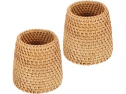 Organizador de Canetas Mesa Stobaza em Rattan Natural Artesanal , Resistente e Versátil, Ideal para G (2 Peças)