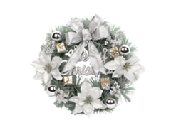 Guirlanda artificial de Natal silver com nó de cale e design criativo, 30cm LAXISCREED
