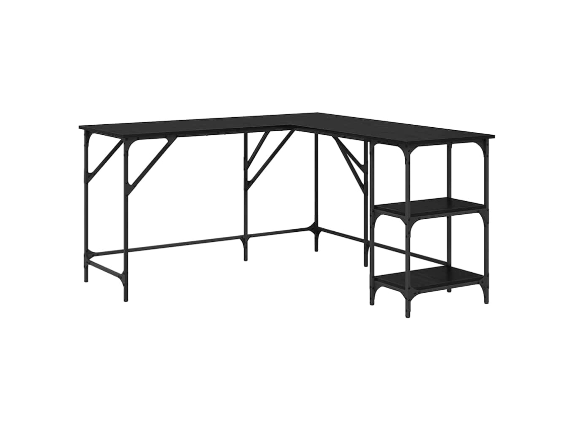 Conjunto 1 Mesa Em L Vidaxl Preto Derivados De Madeira (139 X 139 X 75 Cm)