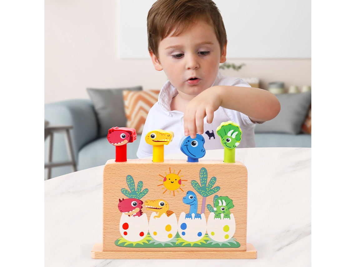 Brinquedo De Dinossauro De Madeira Pop Up, Jogo Montessori, Brinquedos Educativos Para Aprendizagem Pré Escolar, Para Bebês De 1, Aquaforge