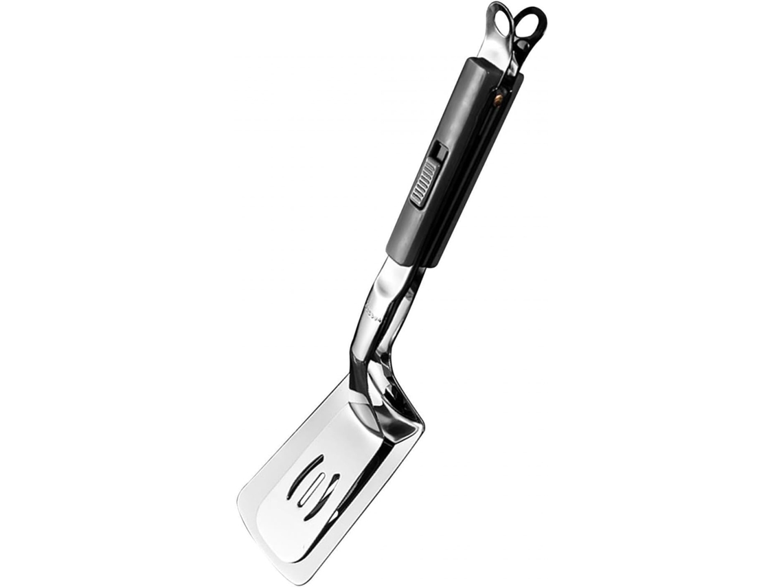 Pinça Multifuncional Em Aço Inoxidável, Espátula Com Dupla Perfuração, Cabo Ergonômico Para Churrasco, Fácil De Segurar