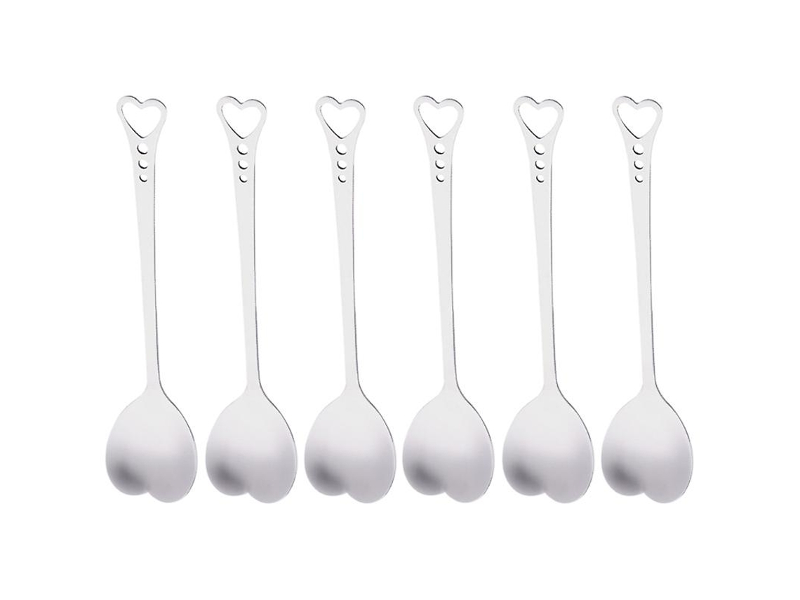 6pcs Colher De Coração De Aço Inoxidável