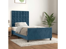 Vidaxl Estrutura De Cama Sem Colchão 90x200 Cm Veludo Azul-escuro