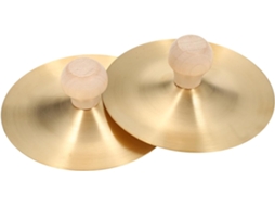 Par De Címbalos De Dedo Com Cabos De Madeira, 8,9 Cm (3,5 Polegadas), Mini Címbalos De Dedo De Cobre, Címbalos