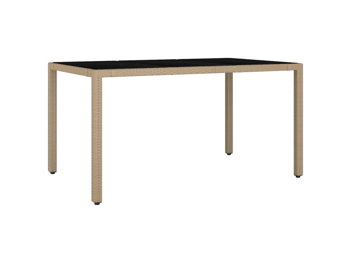 Maison Exclusive - Mesa De Jardim C/ Tampo De Vidro Vime Pe/vidro Temperado Bege