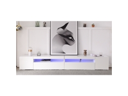 Móvel De Tv Branco Moderno, Painel Brilhante, Led Variável, Para Sala/jantar, 240cm.