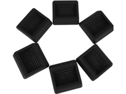 Conjunto De 6 Protetores Rodízios Borracha Preta, 80x80mm,