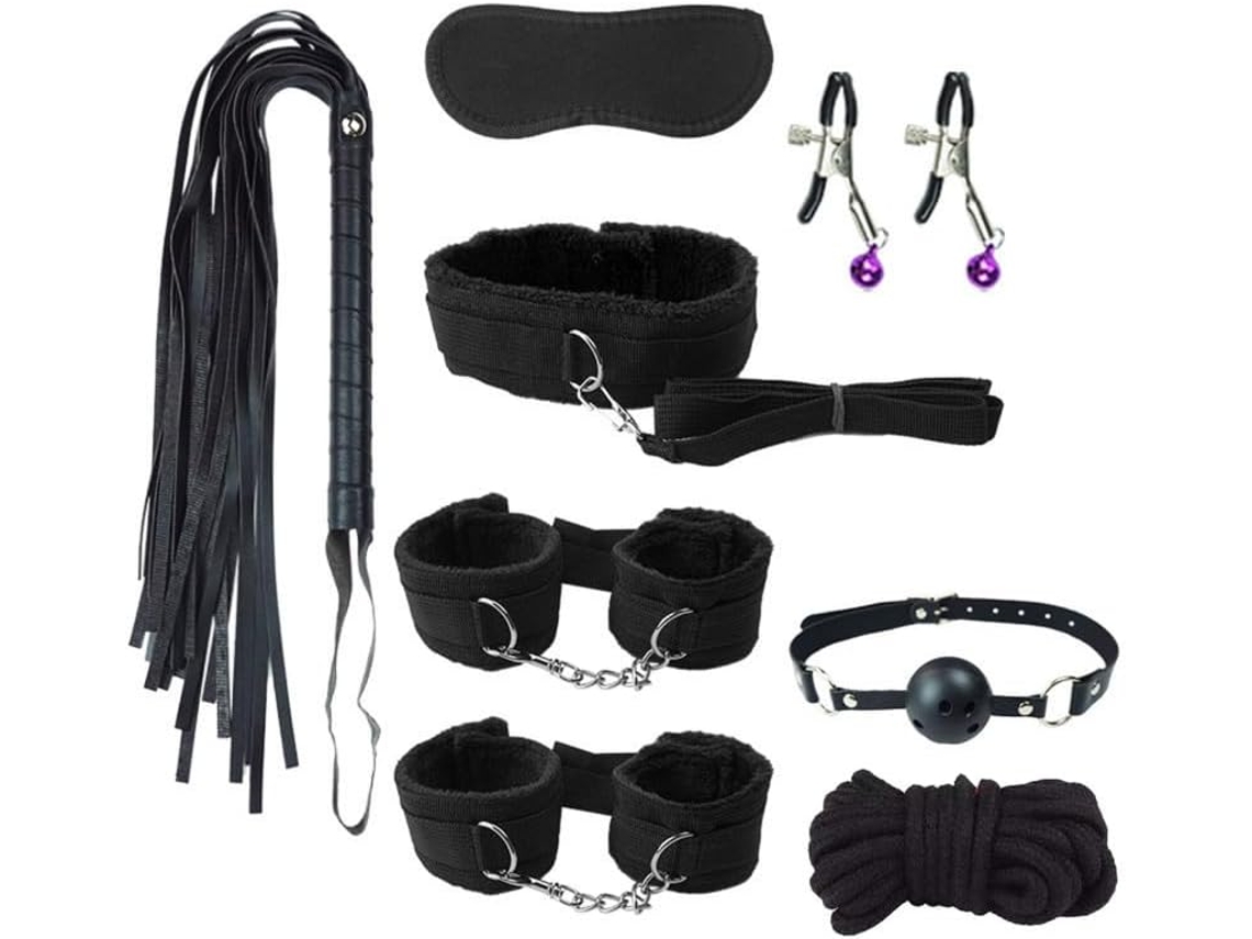 Conjunto Casual De 8 Peças Em Nylon Preto, Acessórios Para Prática Ioga, Brinquedos Antiestresse, Faixa