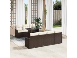 Vidaxl Conjunto De Sofá De Jardim Com Almofada 8 Pcs Castanho