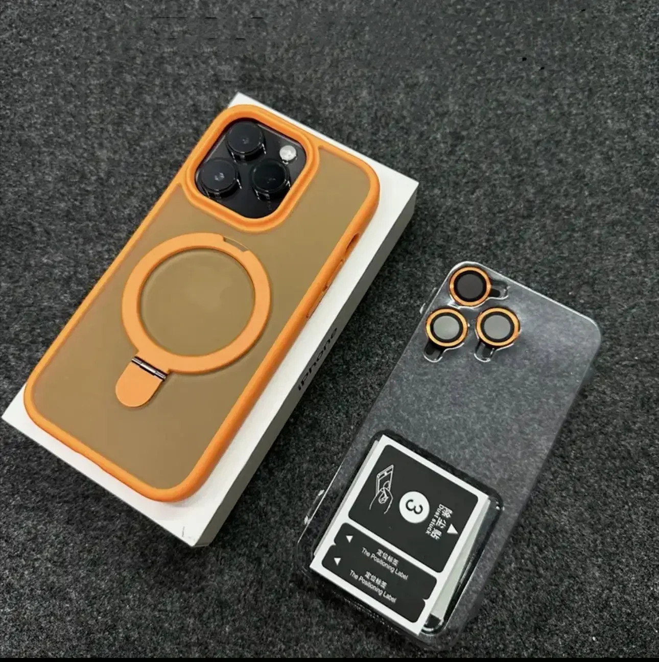 (laranja Iphone 17 Pro Max) Capa De Celular Com Anel De Metal E Proteção Magnética Para Lente.