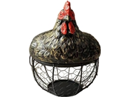 Cesto para Ovos, Organizador Decorativo de Arame Metálico com Design Galinha,, Bancada, Casa, Mesa CHABERLU