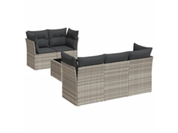 Conjunto de 6 Sofás de Jardim com Almofadões Vime Pe Cinzento Claro MAISON EXCLUSIVE (80x200 cm)