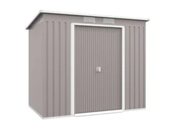 Abrigo De Jardim Exterior Em Aço Galvanizado 213x130x172 Cm, Porta De Correr Para Armazenamento, Cinza Claro