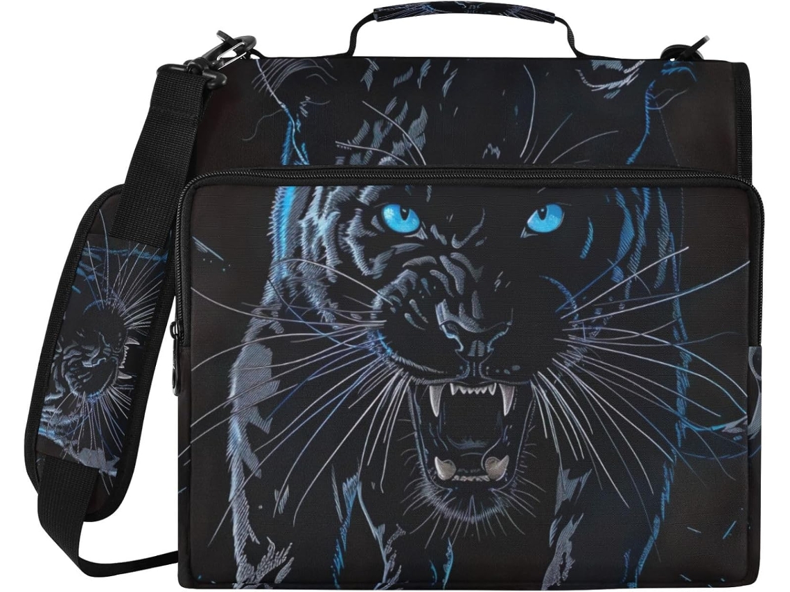 Estojo Lápis Com Estampa De Pantera E Leopardo Preto, Com 3 Argolas, Organizador Com Zíper E À Prova D Água
