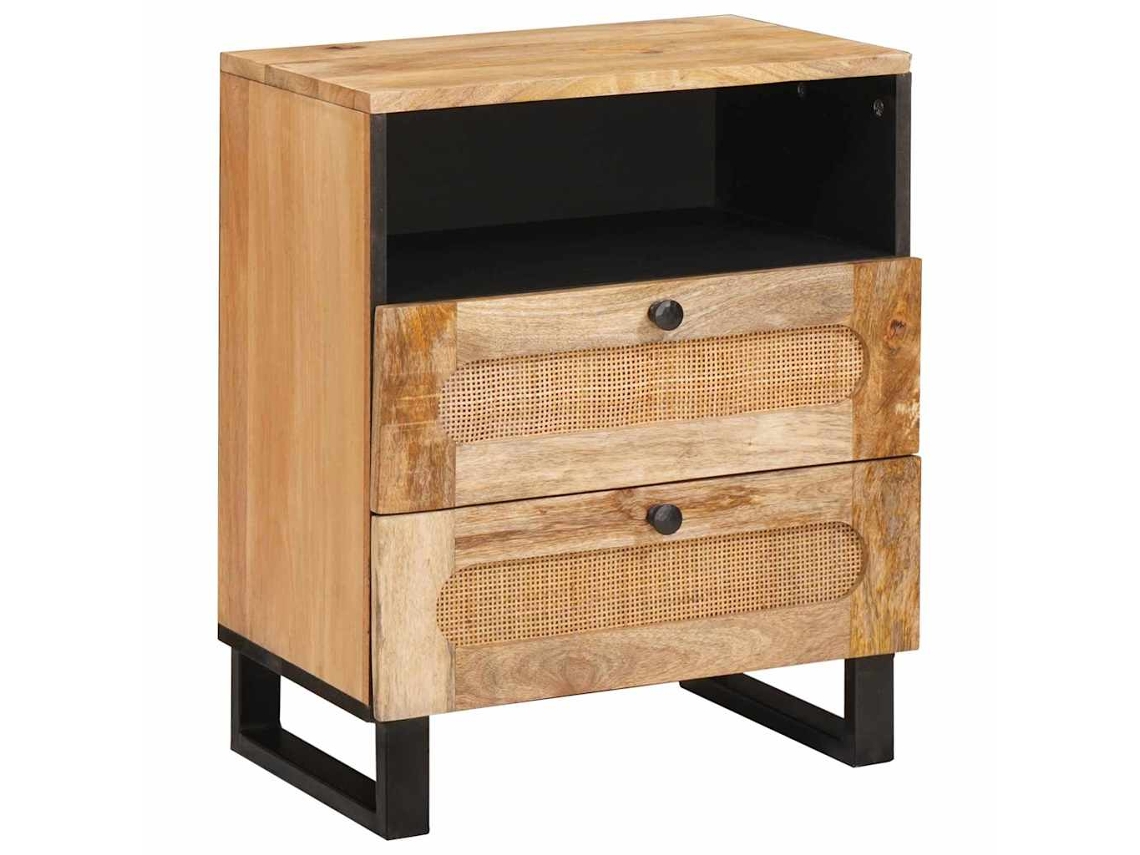 Conjunto 1 Armário De Cabeceira Vidaxl Castanho Madeira De Mangueira Maciça (50 X 33 X 62 Cm)