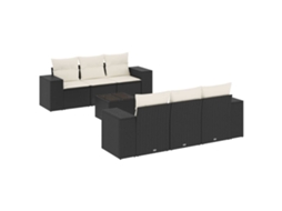 Maison Exclusive - 7 Pcs Conjunto De Sofás P/ Jardim C/ Almofadões Vime Pe Preto