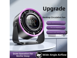 Ventilador de Circulação de Ar Usb Recarregável, Portátil, com Display Digital, para Mesa Ou Parede, Turbina Pequena CHABERLU