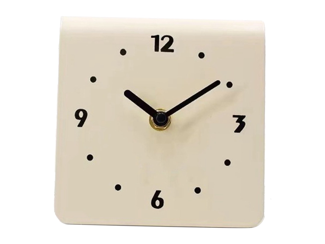 Relógio de mesa de metal moderno silencioso para quarto sala de estar decorativo branco creme S/MARCA
