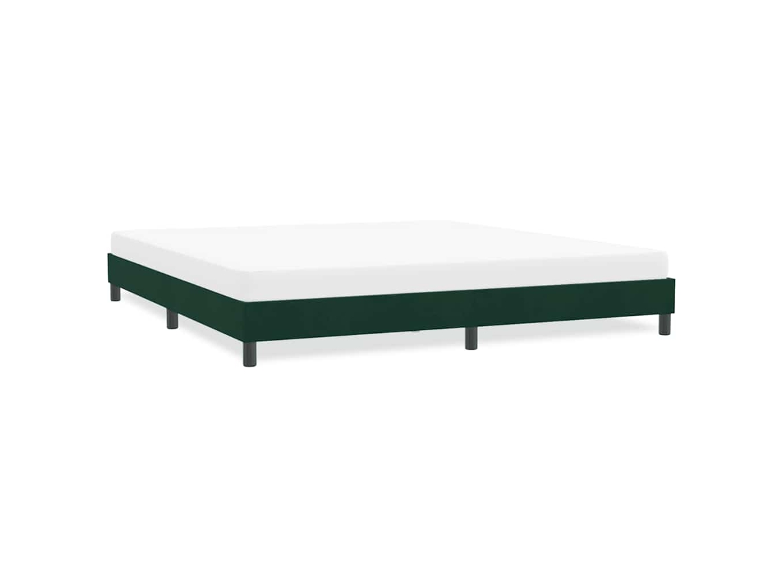 Vidaxl Estrutura De Cama Sem Colchão 180x210 Cm Veludo Verde-escuro