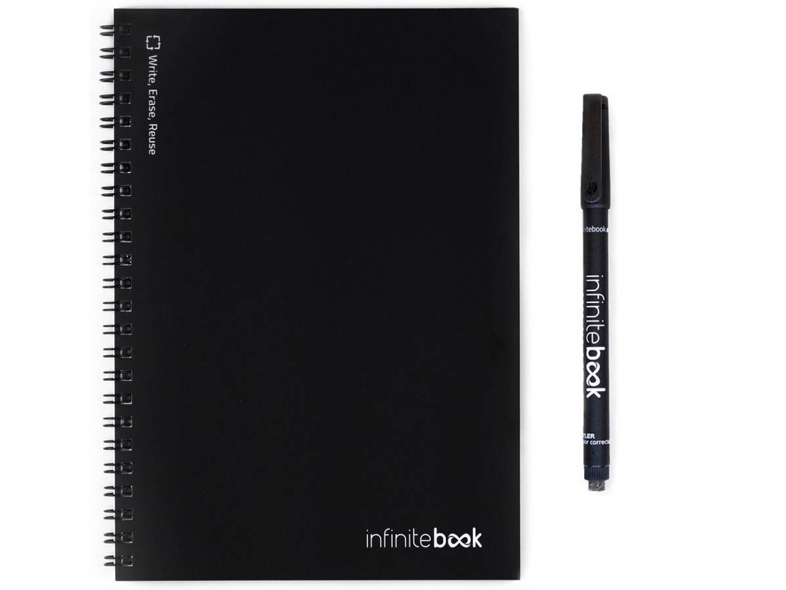 INFINITEBOOK A5 Preto com Marcador (15 folhas)
