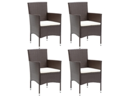 Vidaxl Cadeiras De Jantar Para Jardim 4 Pcs Vime Pe Castanho