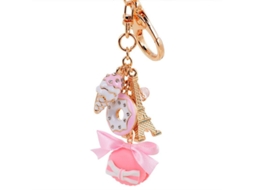2026rebe colgante para Bolso Linjou Charm de Helado para Mujer Accesorio de Llavero Rosa Plateado En Oro 5.3 Pulgadas