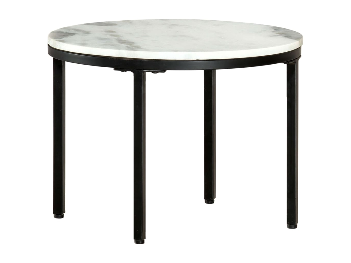 Vidaxl Mesa De Centro Ø50 Cm Mármore Genuína Maciça Branco E Preto