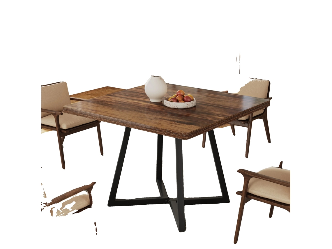 Mesa De Jantar, Design Rústico Industrial, Para 4 Pessoas, Marrom