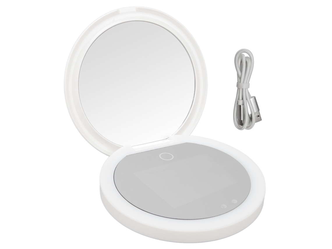 Travel Compact Mirror With Uv Camera Sun Testing Double Side Adjustable Light Makeup Mirror For Pocket Purse Handbag LAXISCREED