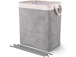 Cesto de roupa, com rodas, 100l, com tampa, alça de bambu, saco removível, bege BRILVIBERA