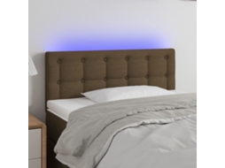 Vidaxl Cabeceira De Cama C/ Luzes Led Tecido 80x5x78/88 Cm Castanho