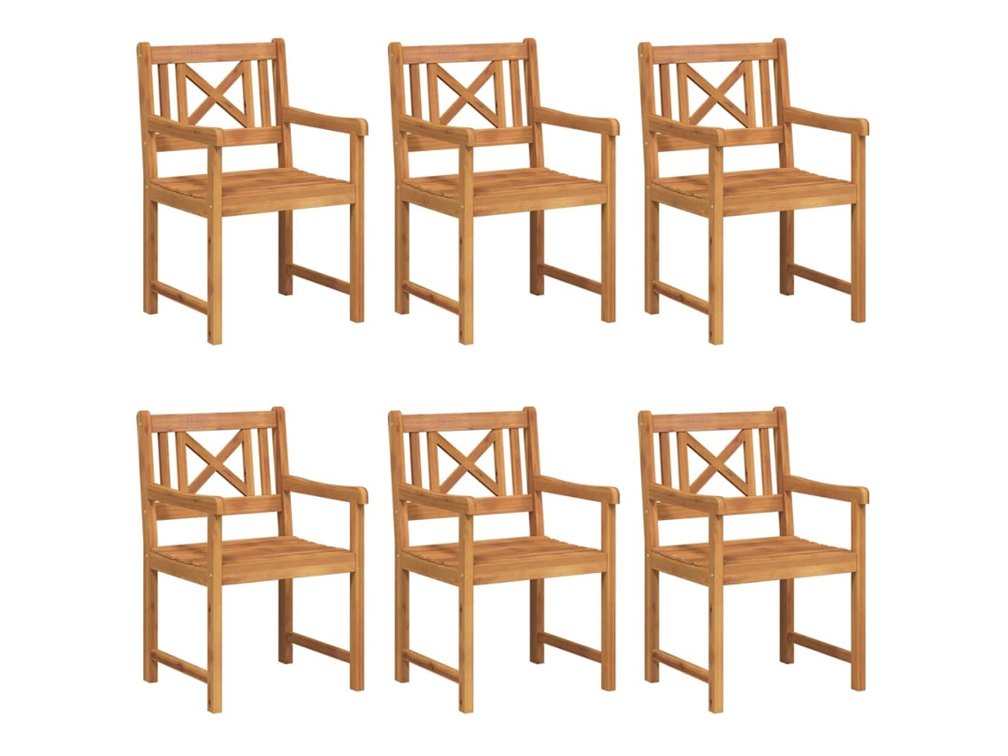 Conjunto 6 Assentos De Jardim Vidaxl Castanho Madeira De Acácia Maciça (56 X 55,5 X 90 Cm)