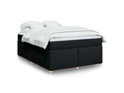 Vidaxl Cama Com Molas/colchão 140x190 Cm Tecido Preto
