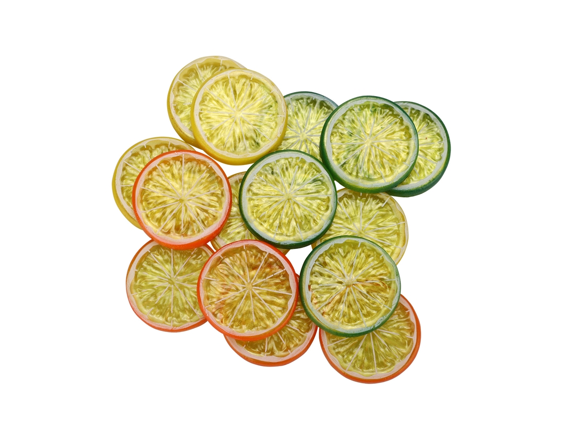 Frutas Citrinas Amarelas, Verdes e Laranja, 15 Peças, 5x5cm Decoração Artificial LAXISCREED