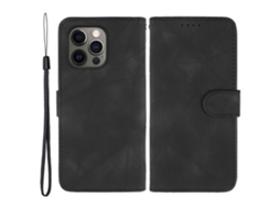 Capa Para Iphone 15 Pro Pele Sintética Preto