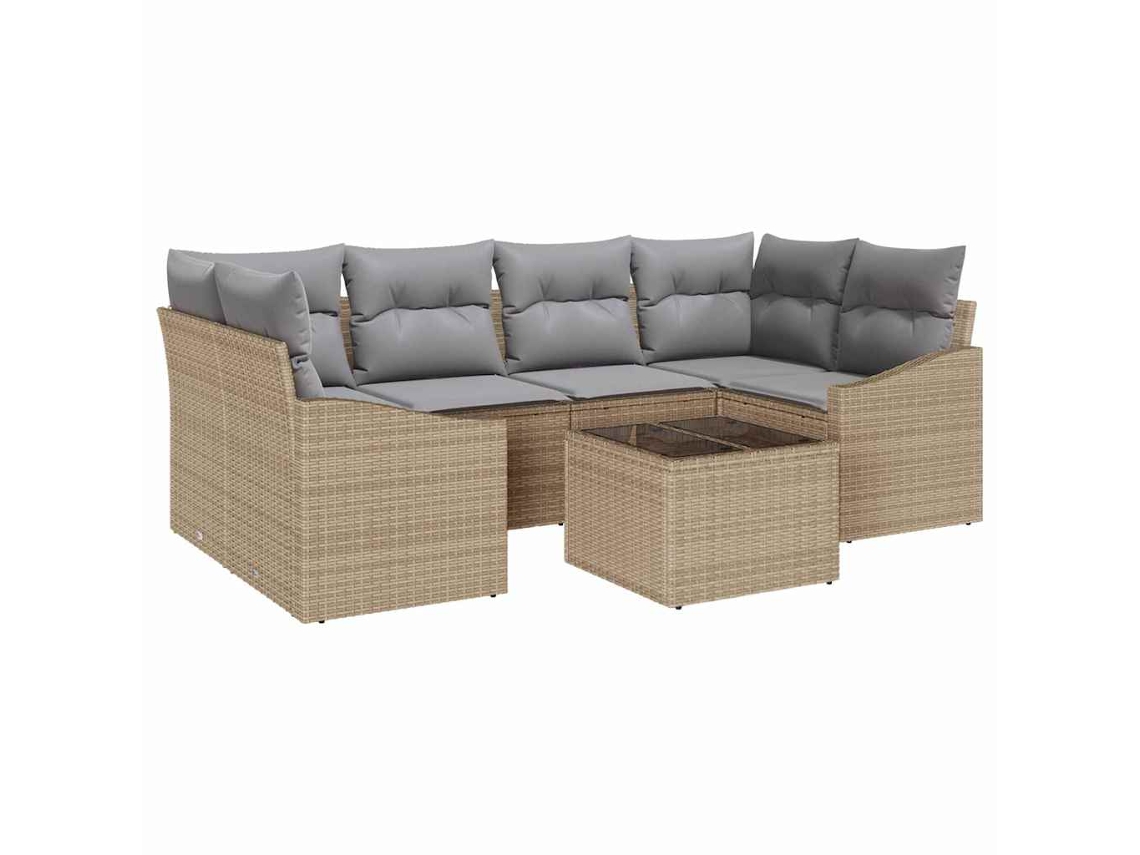 Maison Exclusive - Conjunto De Sofás Com Almofada 7 Pcs Bege E Cinza Vime Pe