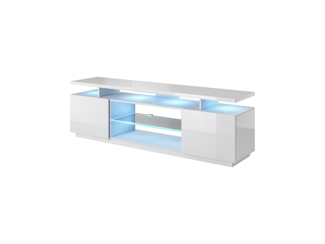Móvel de Tv CAMA MEBLE Eva Rtv Bi/Bi Branco Transparente Madeira Mdf 180x56x40 cm