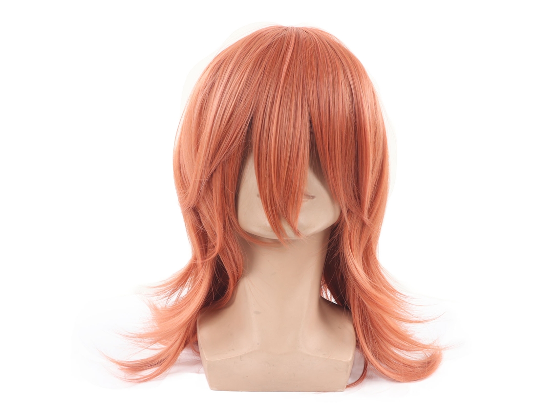 Peruca Laranja-marrom Longa Em Camadas Fluffy Cosplay Anime Cabelo Sintético Ajustável